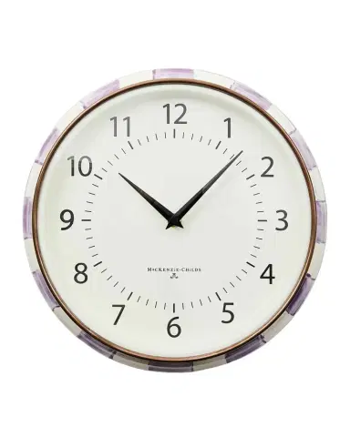 MacKenzie-Childs Violet Check School Wall Clock | Thumbnail 1 MacKenzie-Childs Violet Check School Wall Clock | Thumbnail 1