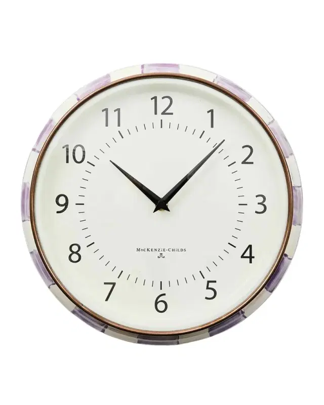 MacKenzie-Childs Violet Check School Wall Clock