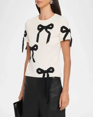 Marc Jacobs Bow Short-Sleeve Shrunken T-Shirt | Thumbnail 3 Marc Jacobs Bow Short-Sleeve Shrunken T-Shirt | Thumbnail 3
