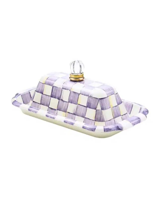 MacKenzie-Childs Violet Check Butter Box
