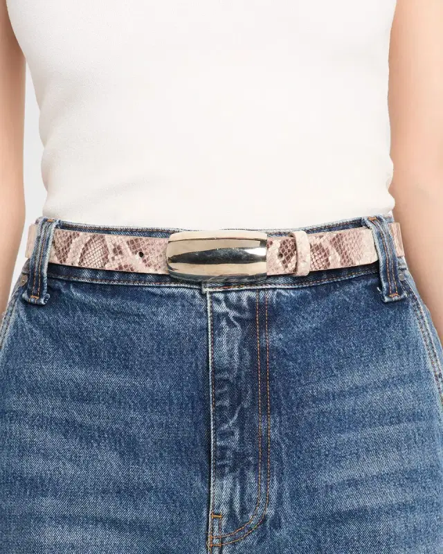 x Streets Ahead Marlowe Snake-Embossed Leather Belt