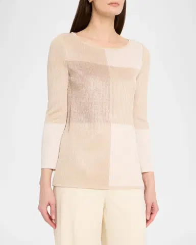 Misook Colorblock Shimmer Knit Tunic | Thumbnail 4 Misook Colorblock Shimmer Knit Tunic | Thumbnail 4