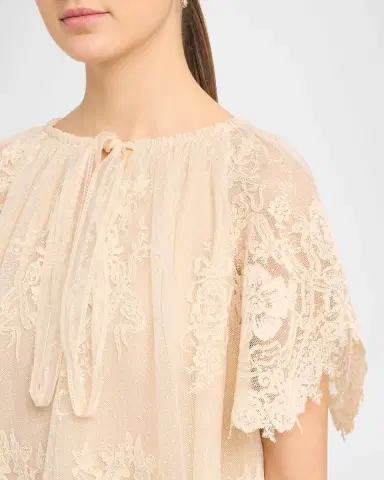 Zimmermann Luna Floral Lace Flutter-Sleeve Blouse | Thumbnail 5