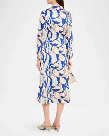 Misook Abstract-Print Crepe De Chine Midi Dress | Thumbnail 3
