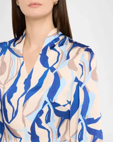Misook Abstract-Print Crepe De Chine Midi Dress | Thumbnail 5