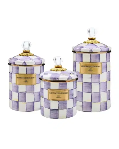 MacKenzie-Childs Violet Check Small Canister | Thumbnail 1 MacKenzie-Childs Violet Check Small Canister | Thumbnail 1