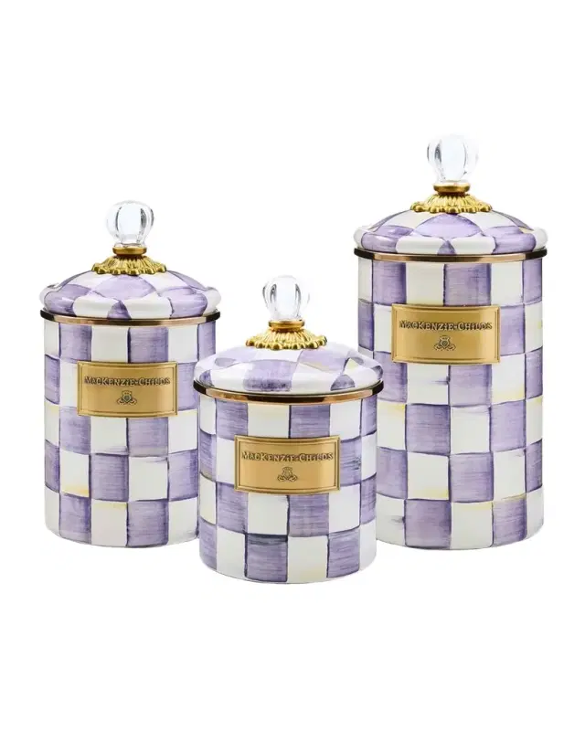 MacKenzie-Childs Violet Check Small Canister