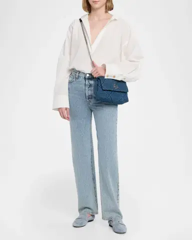 Tory Burch Kira Small Diamond-Quilted Denim Shoulder Bag | Thumbnail 5 Tory Burch Kira Small Diamond-Quilted Denim Shoulder Bag | Thumbnail 5