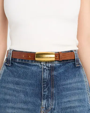 L'Agence x Streets Ahead Marlowe Croc-Embossed Leather Belt | Thumbnail 2 L'Agence x Streets Ahead Marlowe Croc-Embossed Leather Belt | Thumbnail 2