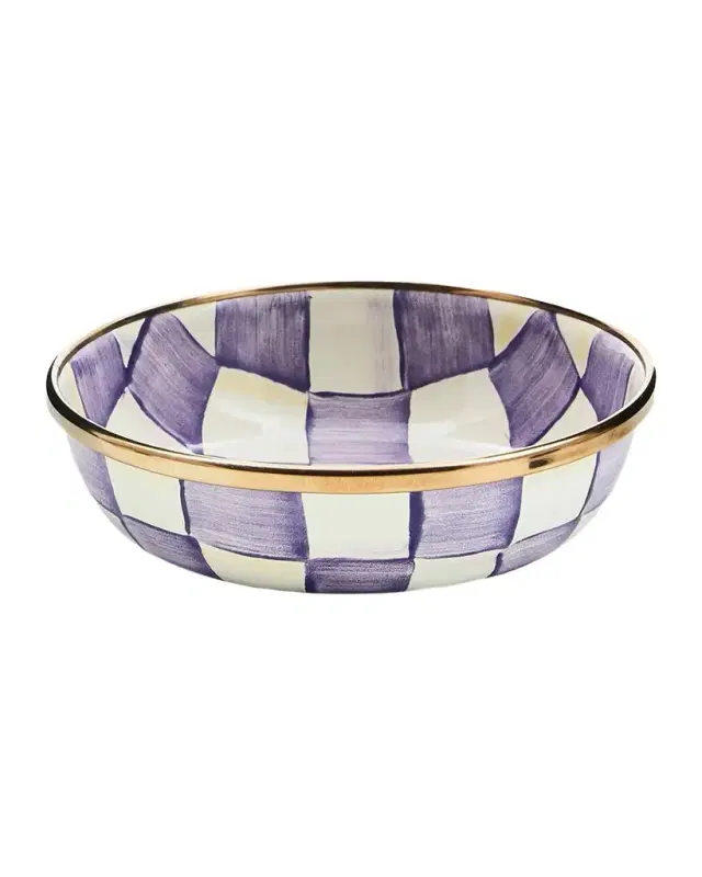 MacKenzie-Childs Violet Check Relish Dish