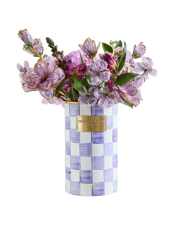 MacKenzie-Childs Violet Check Utensil Holder