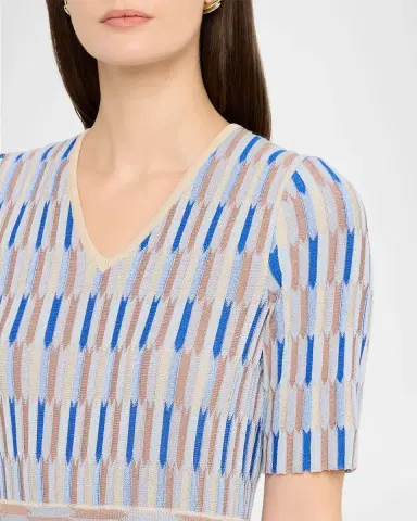 Misook Fit-&-Flare Geometric Soft Knit Midi Dress | Thumbnail 5 Misook Fit-&-Flare Geometric Soft Knit Midi Dress | Thumbnail 5