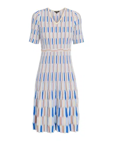 Misook Fit-&-Flare Geometric Soft Knit Midi Dress | Thumbnail 1 Misook Fit-&-Flare Geometric Soft Knit Midi Dress | Thumbnail 1