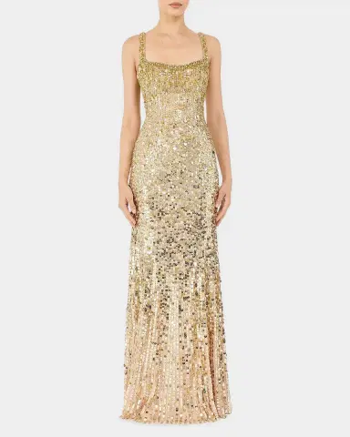 Jenny Packham Mirabeau Crystal Sequined Trumpet Gown | Thumbnail 2