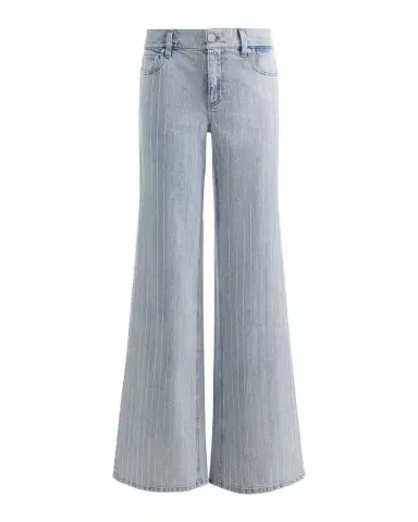 Alice + Olivia Amazing Embellished Pinstriped Wide-Leg Jeans | Thumbnail 1