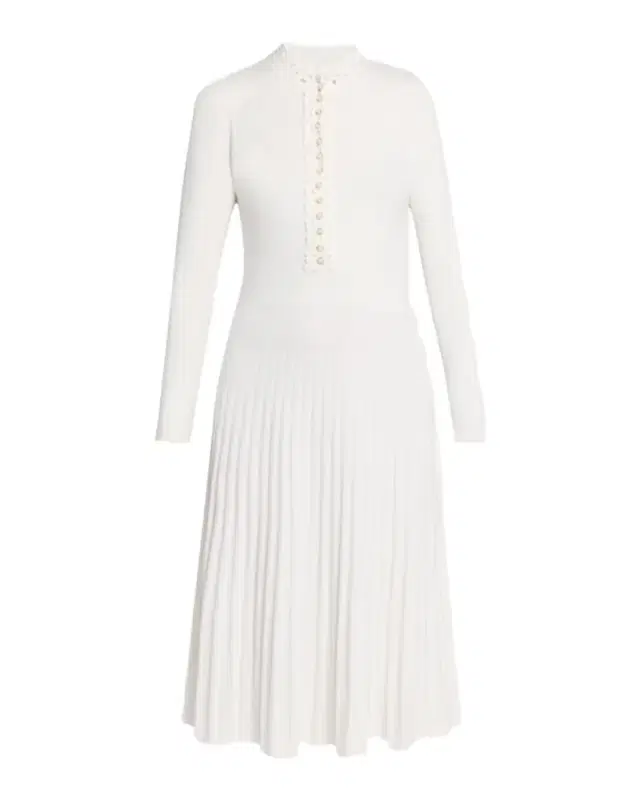 Elie Tahari Jan Pleated Half-Button Midi-Dress