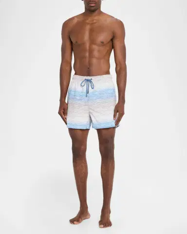 Bugatchi Men's Cruz Short-Length Horizon Line Swim Trunks | Thumbnail 2 Bugatchi Men's Cruz Short-Length Horizon Line Swim Trunks | Thumbnail 2