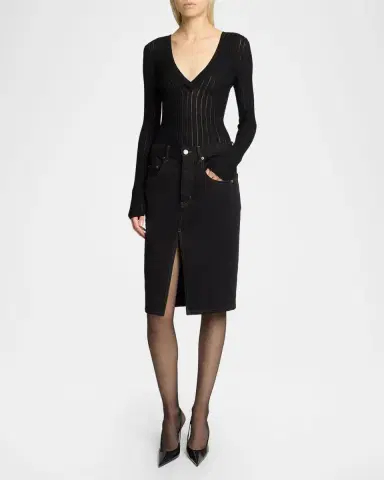 Saint Laurent Baggy Denim Pencil Skirt | Thumbnail 2