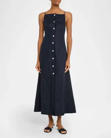 Veronica Beard Georges Linen Midi Dress | Thumbnail 2