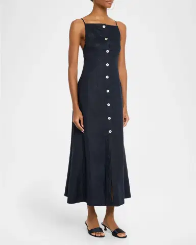 Veronica Beard Georges Linen Midi Dress | Thumbnail 4