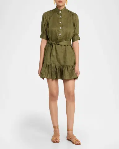 Veronica Beard Kaidin Belted Linen Mini Dress | Thumbnail 2 Veronica Beard Kaidin Belted Linen Mini Dress | Thumbnail 2