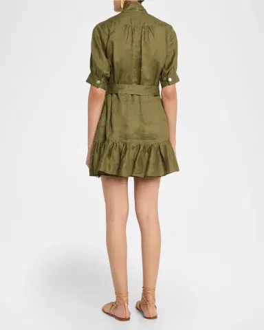 Veronica Beard Kaidin Belted Linen Mini Dress | Thumbnail 3 Veronica Beard Kaidin Belted Linen Mini Dress | Thumbnail 3