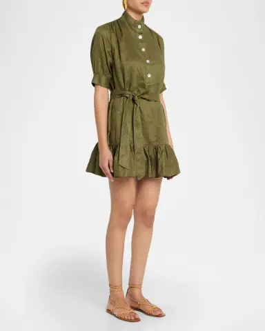 Veronica Beard Kaidin Belted Linen Mini Dress | Thumbnail 4 Veronica Beard Kaidin Belted Linen Mini Dress | Thumbnail 4