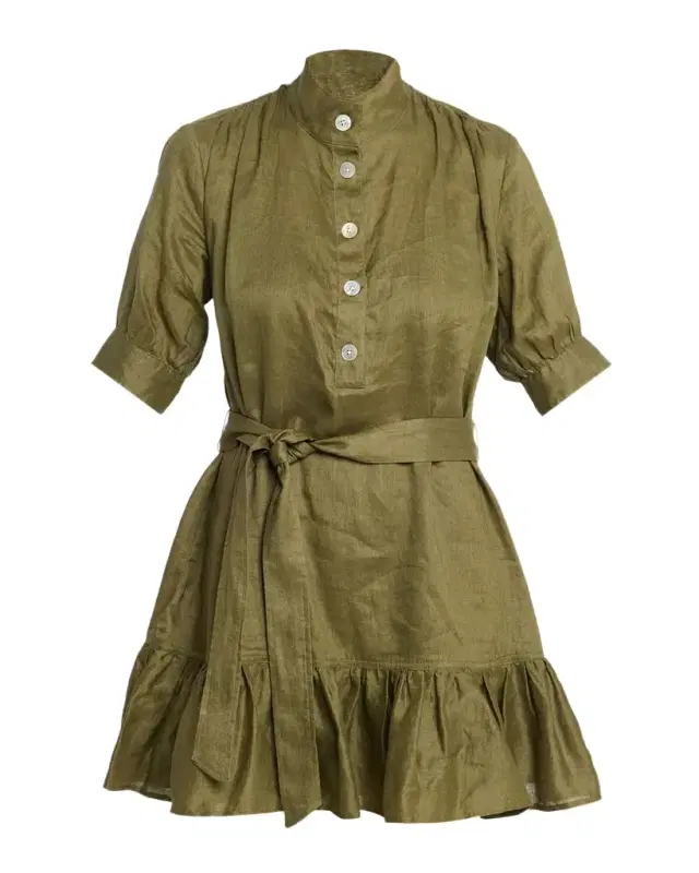 Kaidin Belted Linen Mini Dress