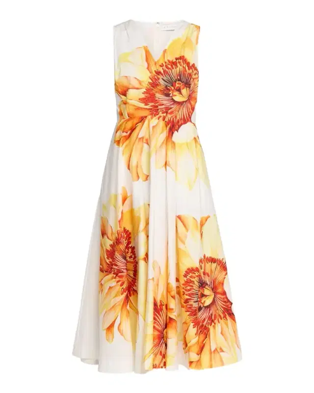 Elie Tahari The Ines Floral-Print Cotton Midi Dress