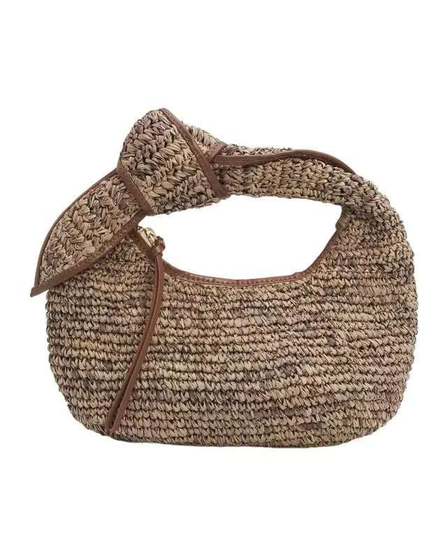 Josie Crochet Raffia Knot Top-Handle Bag