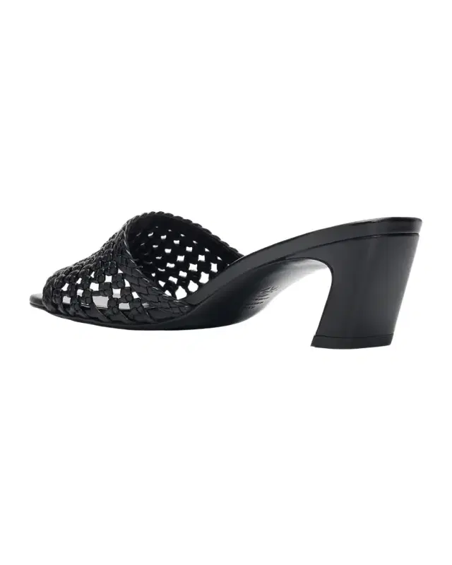 Stuart Weitzman Marina 50mm Leather Angled-Heel Slide Sandals