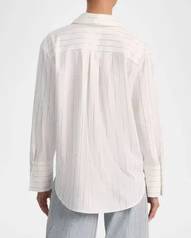 Alice + Olivia Finely Embellished Striped Oversized Blouse | Thumbnail 3