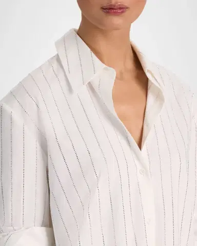Alice + Olivia Finely Embellished Striped Oversized Blouse | Thumbnail 5