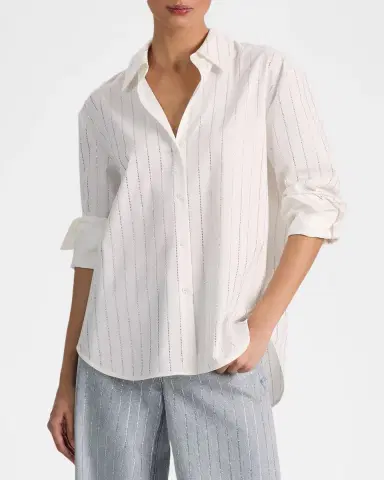 Alice + Olivia Finely Embellished Striped Oversized Blouse | Thumbnail 6