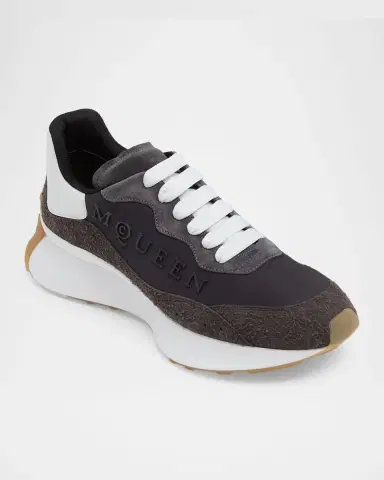 Alexander McQueen Men's Sprint Runner Calf Leather & Suede Low-Top Sneakers | Thumbnail 5