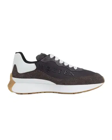 Alexander McQueen Men's Sprint Runner Calf Leather & Suede Low-Top Sneakers | Thumbnail 1