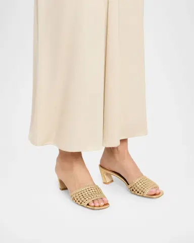 Stuart Weitzman 50mm Marina Woven Metallic Leather Mules | Thumbnail 2