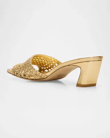 Stuart Weitzman 50mm Marina Woven Metallic Leather Mules | Thumbnail 4