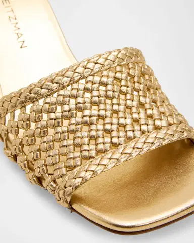 Stuart Weitzman 50mm Marina Woven Metallic Leather Mules | Thumbnail 5