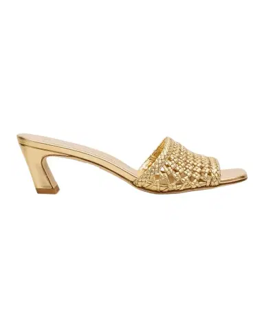 Stuart Weitzman 50mm Marina Woven Metallic Leather Mules | Thumbnail 1