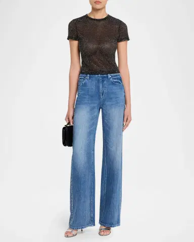 Alice + Olivia Tess Crystal-Embellished T-Shirt | Thumbnail 2 Alice + Olivia Tess Crystal-Embellished T-Shirt | Thumbnail 2