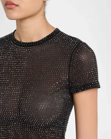 Alice + Olivia Tess Crystal-Embellished T-Shirt | Thumbnail 5 Alice + Olivia Tess Crystal-Embellished T-Shirt | Thumbnail 5