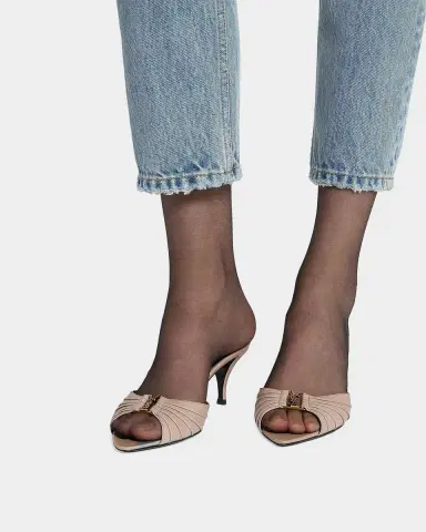 Saint Laurent 75mm Corvara YSL Leather Mule Pumps | Thumbnail 2