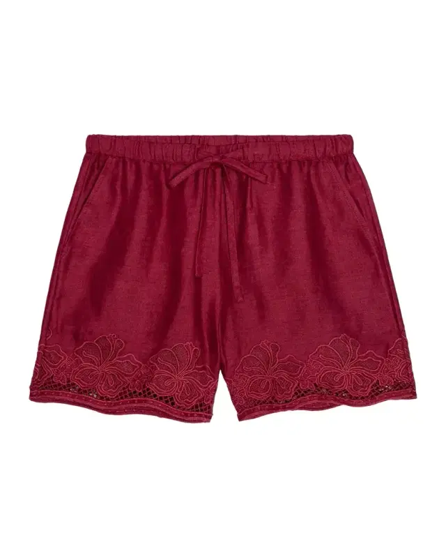 Jenner Embroidered Linen Shorts