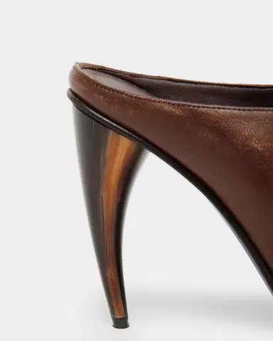McQueen 105mm Horn Leather Peep-Toe Mules | Thumbnail 2