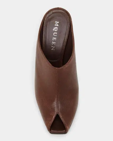 McQueen 105mm Horn Leather Peep-Toe Mules | Thumbnail 3