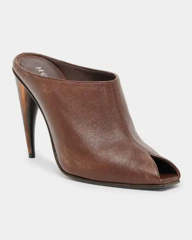McQueen 105mm Horn Leather Peep-Toe Mules | Thumbnail 4