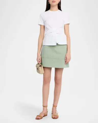 TANYA TAYLOR Kelsey Short-Sleeve Gathered Tee | Thumbnail 2