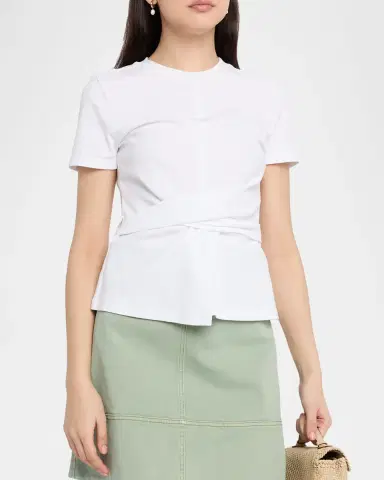 TANYA TAYLOR Kelsey Short-Sleeve Gathered Tee | Thumbnail 4