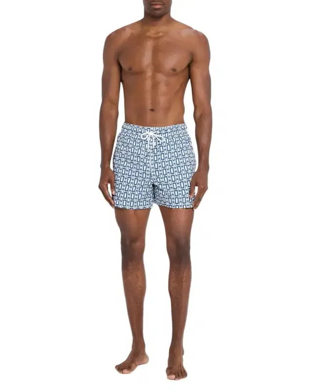 Men 's Cruz Short-Length Geometric Swim Trunks